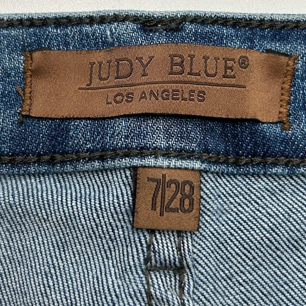 Judy Blue Wide Leg Crop Jeans Women’s 7/28 Medium Wash Braided Side 30x23.5 - Picture 13 of 14